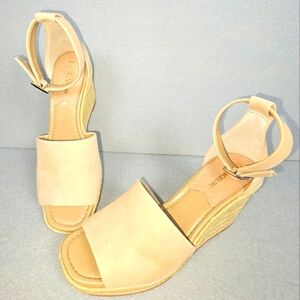 Enzo Angiolini‎ Leather Espadrille Wedges Petrina Beige